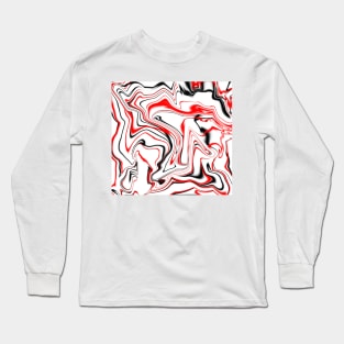 White Red and Black Marble Long Sleeve T-Shirt